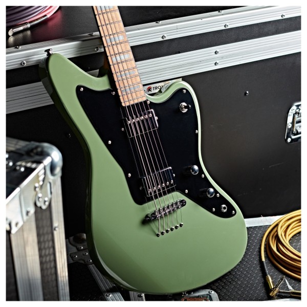 G4M 638 Baritone VI Electric Guitar, Green at Gear4music