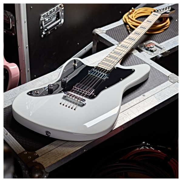 G4M 638 Left Handed Baritone VI Electric Guitar, White at Gear4music