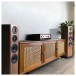 Wharfedale Evo 5.4 Floorstanding Speakers (Pair), Walnut - Lifestyle Image, Hi-Fi System with Leak Stereo 230 Integrated Amplifi