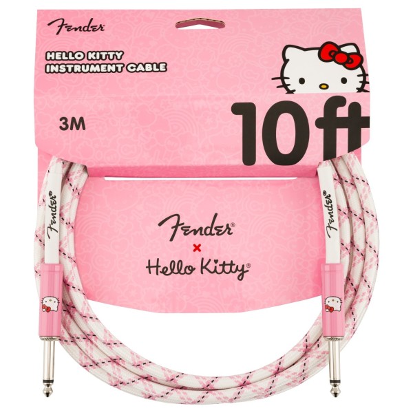 Fender x Hello Kitty White/Pink Woven Cable, 10'