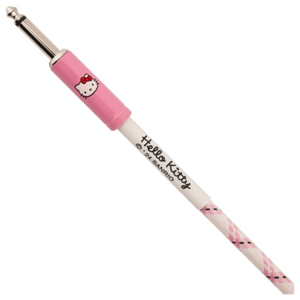 Fender x Hello Kitty White/Pink Woven Cable, 10' - Hello Kitty branding