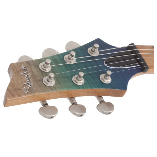 Schecter C-1 Standard Plus Left Handed, Blue Fade - headstock