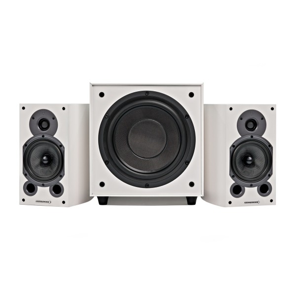 Wharfedale Diamond 9.1 and SW-150 Speaker Package, White - No Grilles