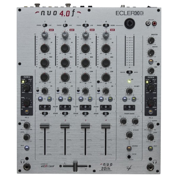 Ecler NUO 4.0F - 4 Channel Analog Mixer, Silver - Top