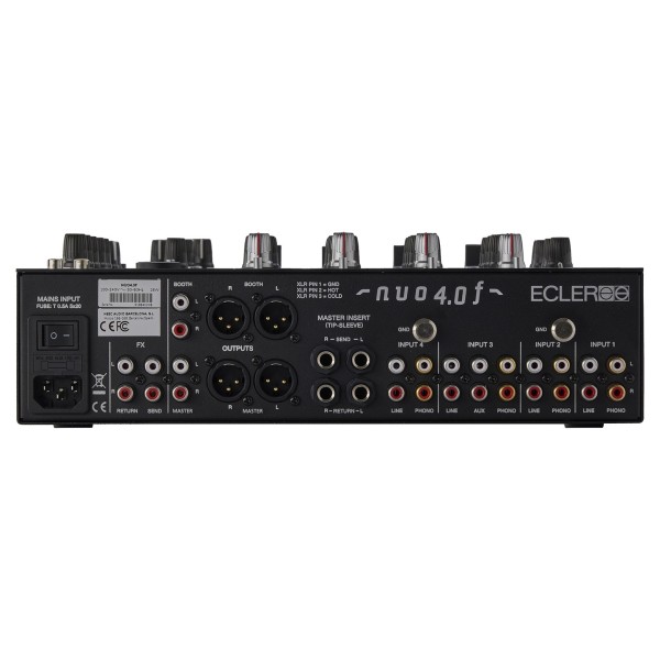 Ecler NUO 4.0F Analogue DJ Mixer, Silver - Rear