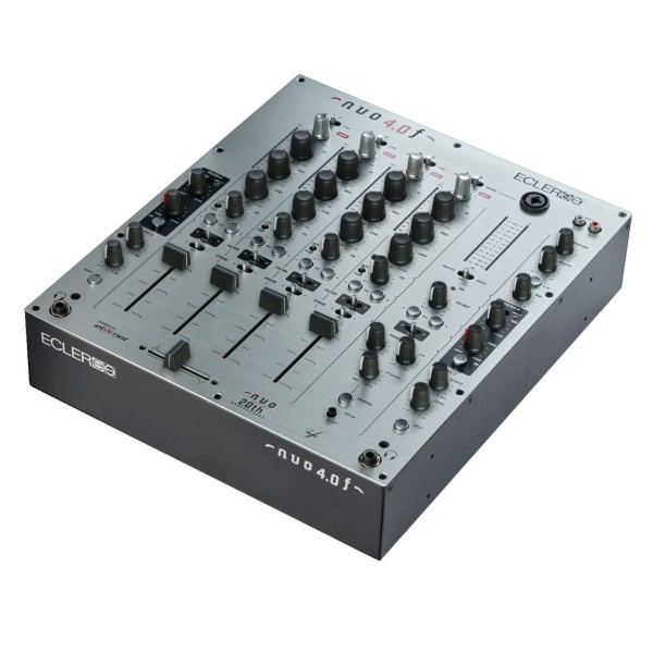 Ecler NUO 4.0F 4-Channel Analog DJ Mixer, Silver - Angled