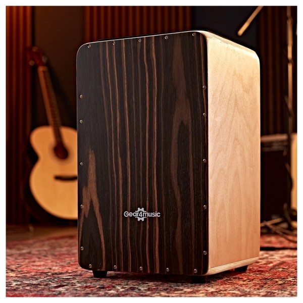 Cajon by Gear4music, Ebony, with Bag and Accessories
