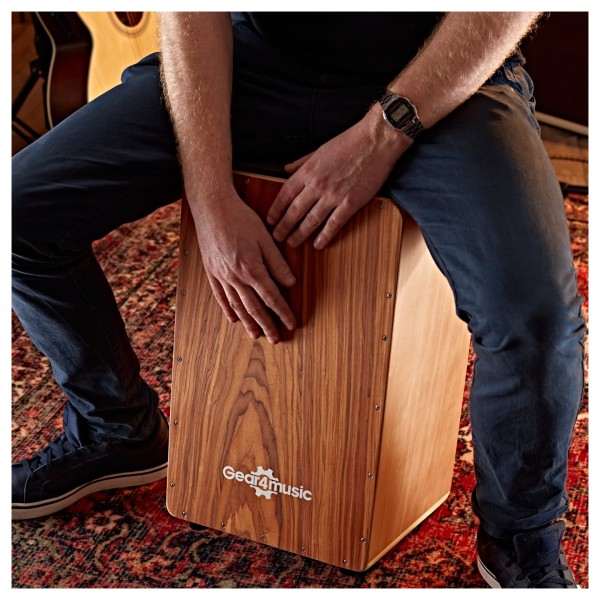 Cajon by Gear4music, Sapele, with Bag and Accessories