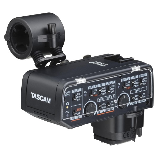 Tascam XLR Microphone Adapter for Mirrorless Nikon Cameras - Main Angled