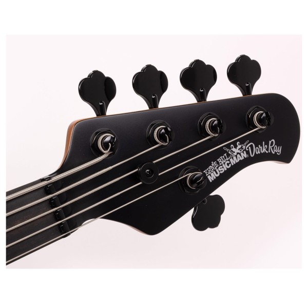Music Man DarkRay 5 String, Stealth Black - headstock