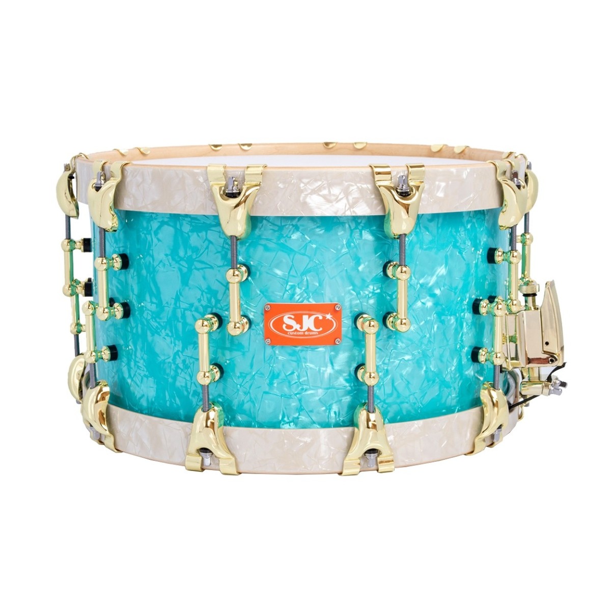 Click to view product details and reviews for Sjc Drums 14 X 8 Custom Snare Aqua Aged White Pearl.
