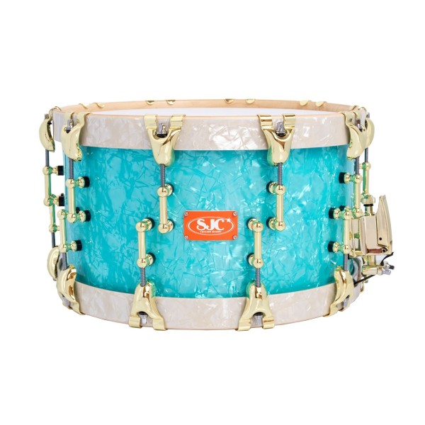 SJC Drums 14 x 8" Custom Snare, Aqua & Aged White Pearl