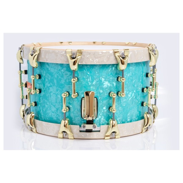 SJC Drums 14 x 8" Custom Snare, Aqua & Aged White Pearl