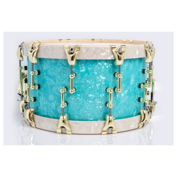 SJC Drums 14 x 8" Custom Snare, Aqua & Aged White Pearl