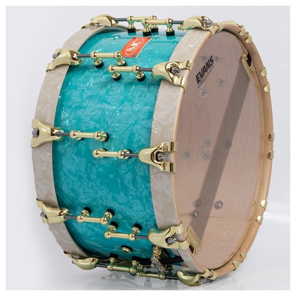 SJC Drums 14 x 8" Custom Snare, Aqua & Aged White Pearl