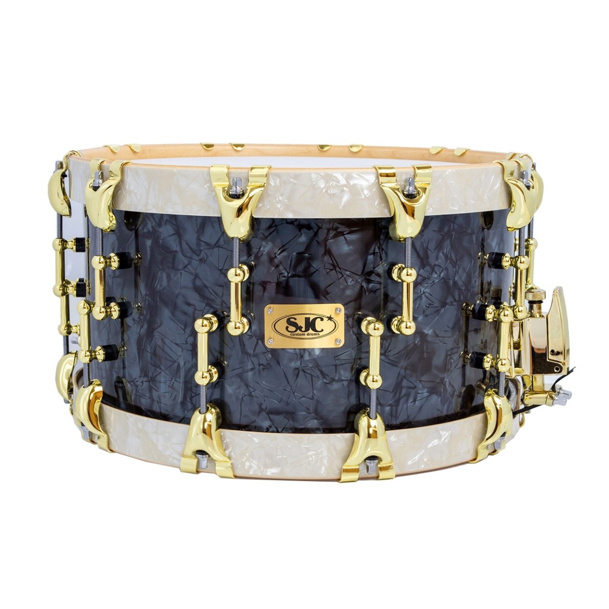 Click to view product details and reviews for Sjc Drums 14 X 8 Custom Snare Black Aged White Pearl.