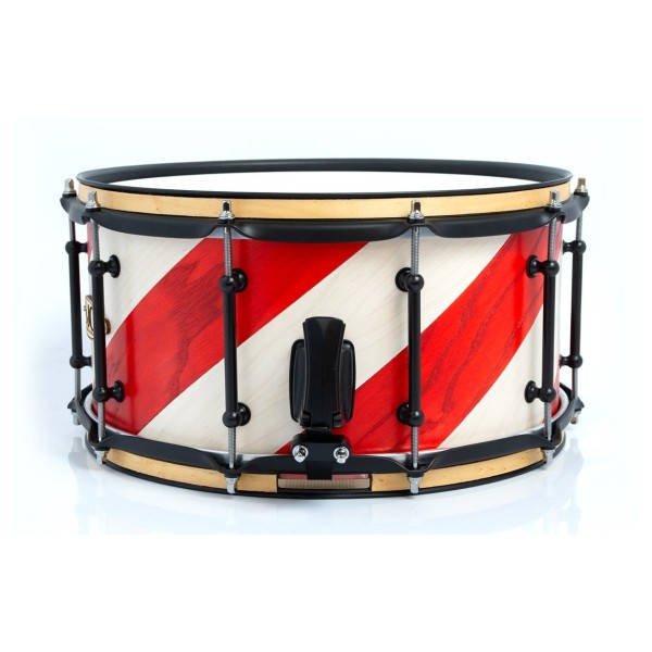 SJC Drums 14 x 7" Custom Snare, Red & White Barbershop