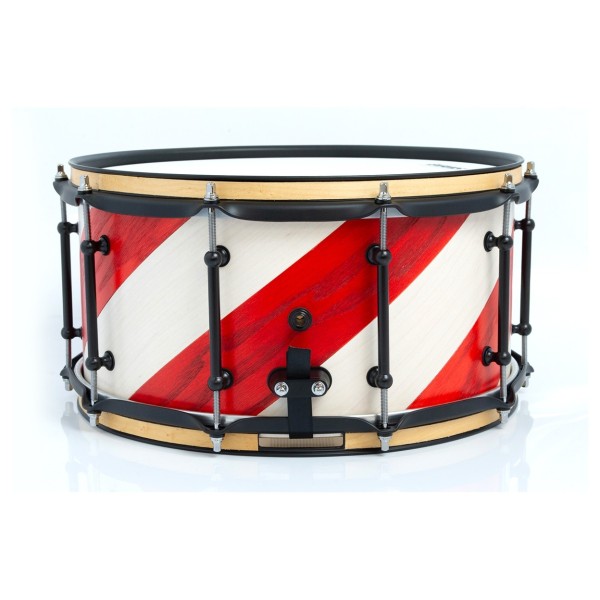 SJC Drums 14 x 7" Custom Snare, Red & White Barbershop
