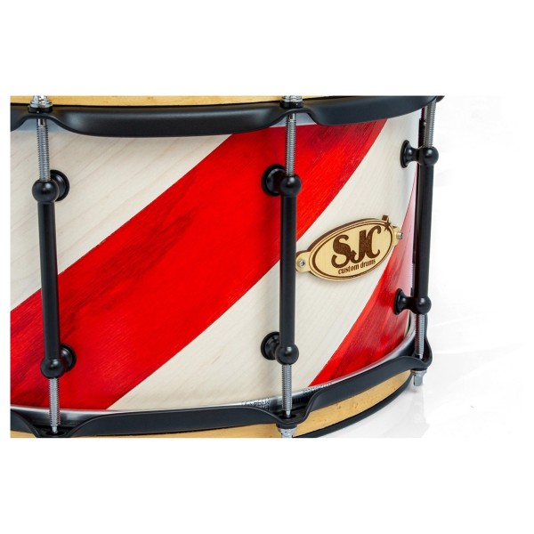 SJC Drums 14 x 7" Custom Snare, Red & White Barbershop