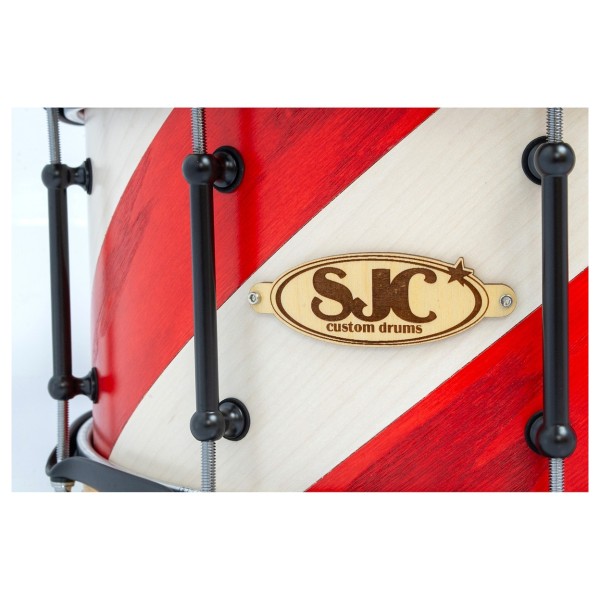 SJC Drums 14 x 7" Custom Snare, Red & White Barbershop