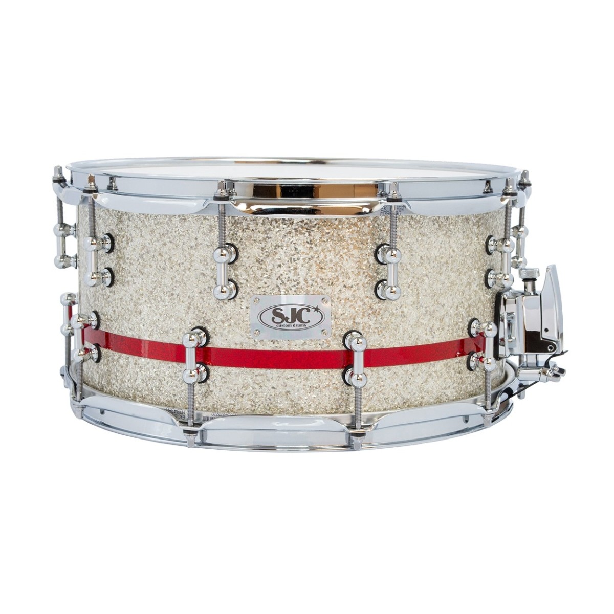 Click to view product details and reviews for Sjc Drums 14 X 7 Custom Snare Silver Red Glitter.