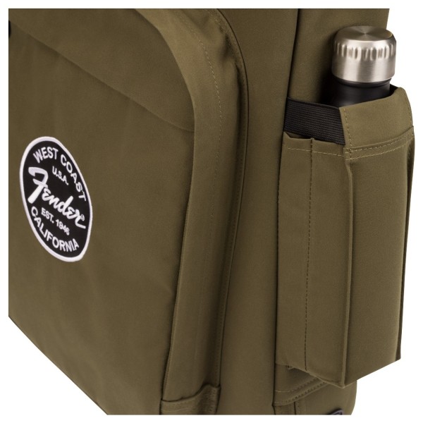Fender Troubadour Electric Bass Gig Bag, Olive - bottle pocket