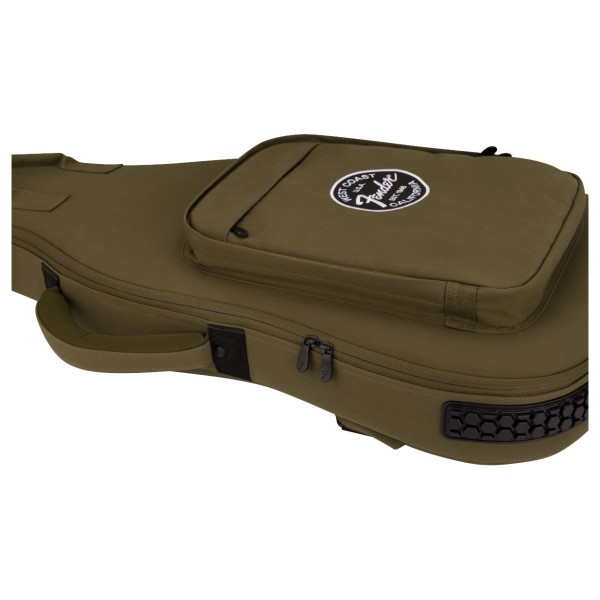 Fender Troubadour Electric Bass Gig Bag, Olive - front pocket