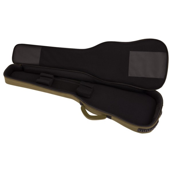 Fender Troubadour Electric Bass Gig Bag, Olive - open case