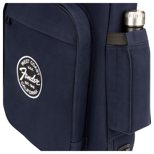 Fender Troubadour Electric Bass Gig Bag, Navy - bottle pocket