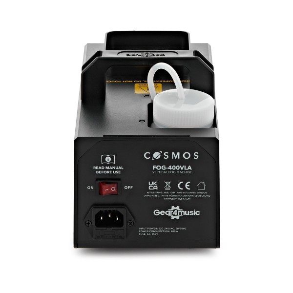 Vertical Fog Machine with LEDs & 1L Fog Fluid by Gear4music