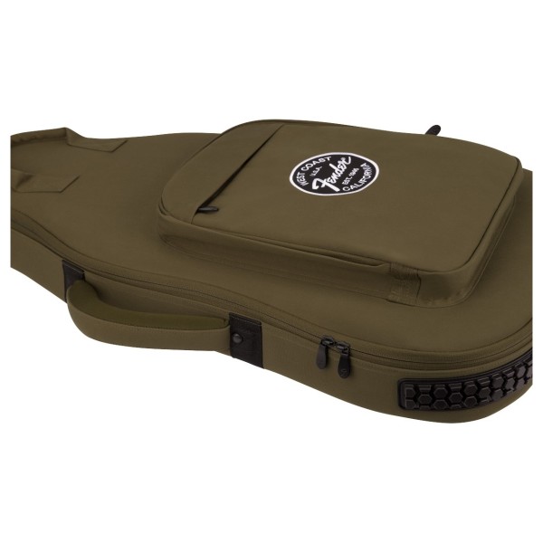Fender Troubadour Electric Guitar Gig Bag, Olive - front pocket