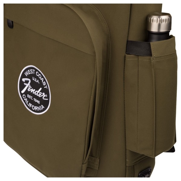 Fender Troubadour Electric Guitar Gig Bag, Olive - bottle pocket