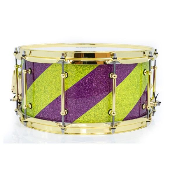 SJC Drums 14 x 7" Custom Snare, Purple & Green Barbershop