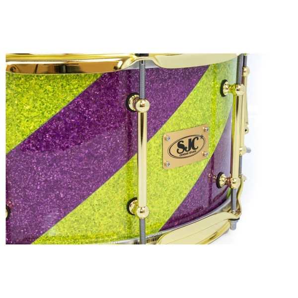 SJC Drums 14 x 7" Custom Snare, Purple & Green Barbershop