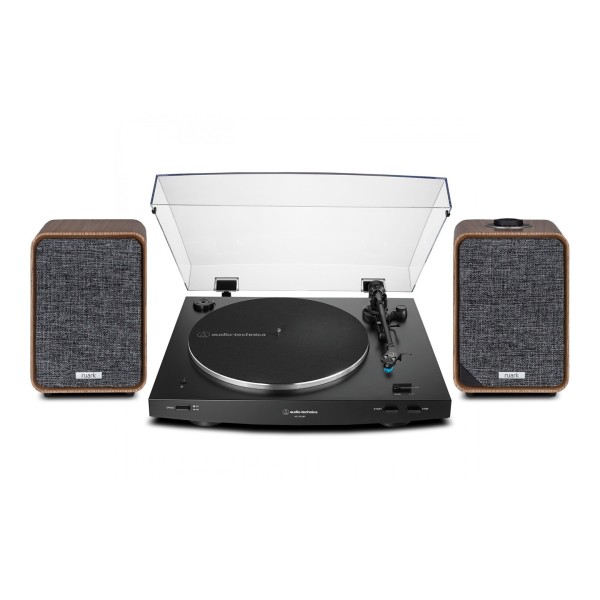 Audio Technica AT-LP3XBT Turntable & Ruark Audio MR1 MK3 Bookshelf Speaker Bundle, Walnut