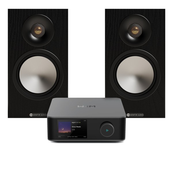 WiiM Amp Ultra, Space Grey & Monitor Audio Bronze 50 7G, Black Hi-Fi Bundle