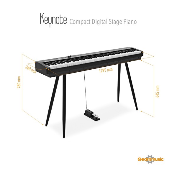 Keynote Compact Digital Stage Piano with Bluetooth, Black