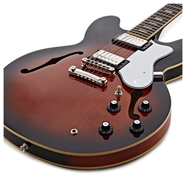 Epiphone Bonehead Riviera, Dark Tobacco Burst - lower bout