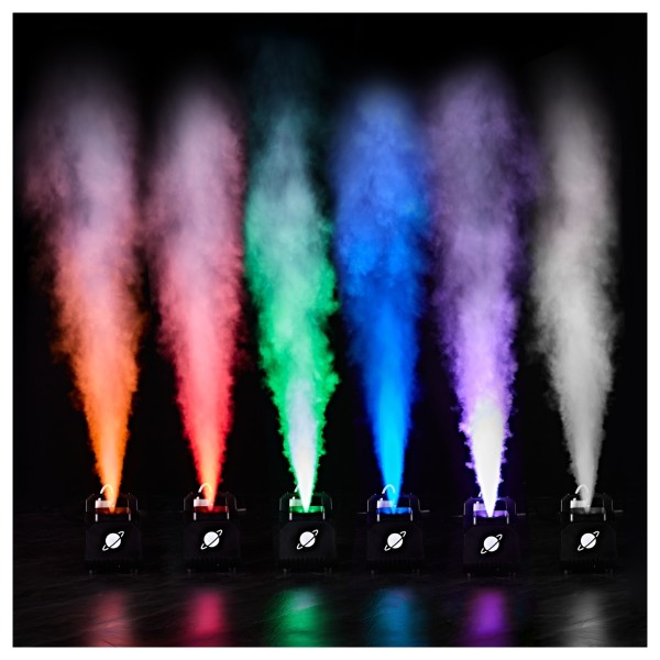 Vertical Fog Machine with LEDs & 1L Fog Fluid by Gear4music