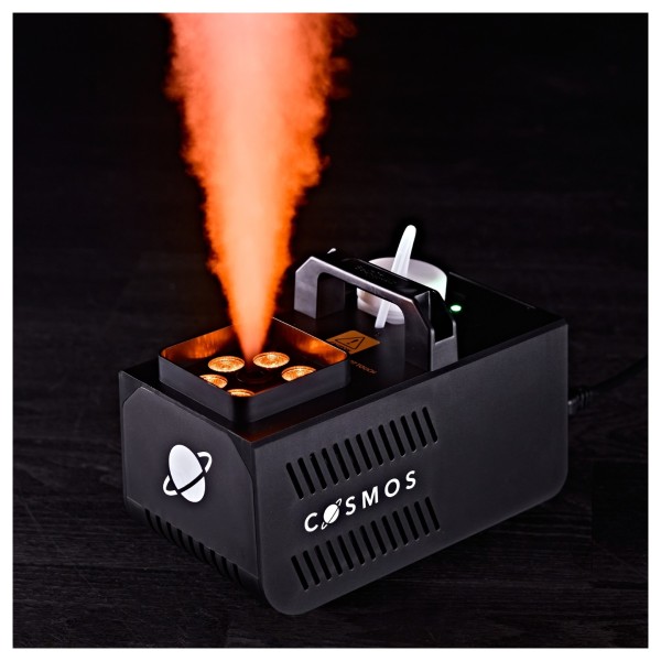 Vertical Fog Machine with LEDs & 1L Fog Fluid by Gear4music