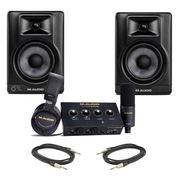 M-Audio BX5BT and M-Track Duo HD Complete Home Recording Bundle - Full Package