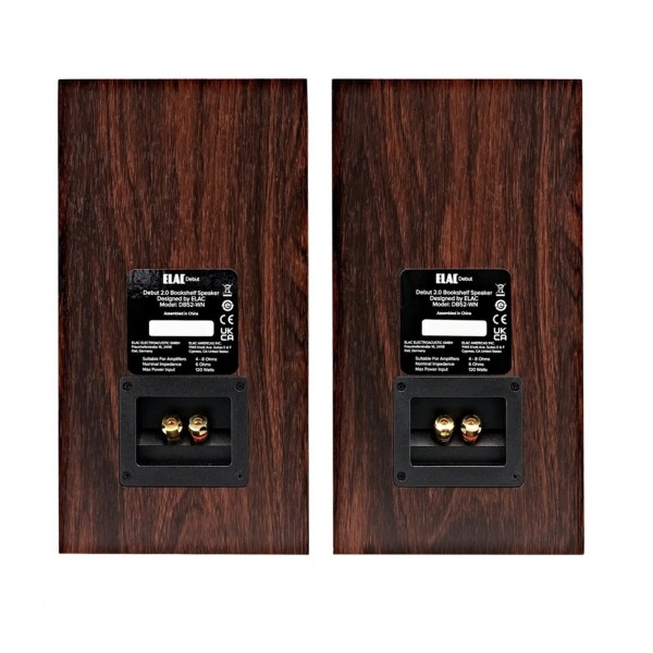 ELAC Debut B5.2 Bookshelf Speaker (Pair), Walnut Vinyl - rear