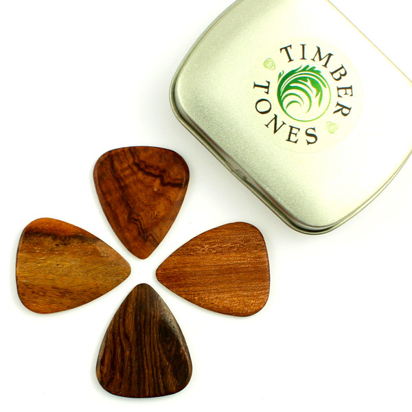 Timber Tones Mixed Acoustic Guitar Picks, Tin of Four