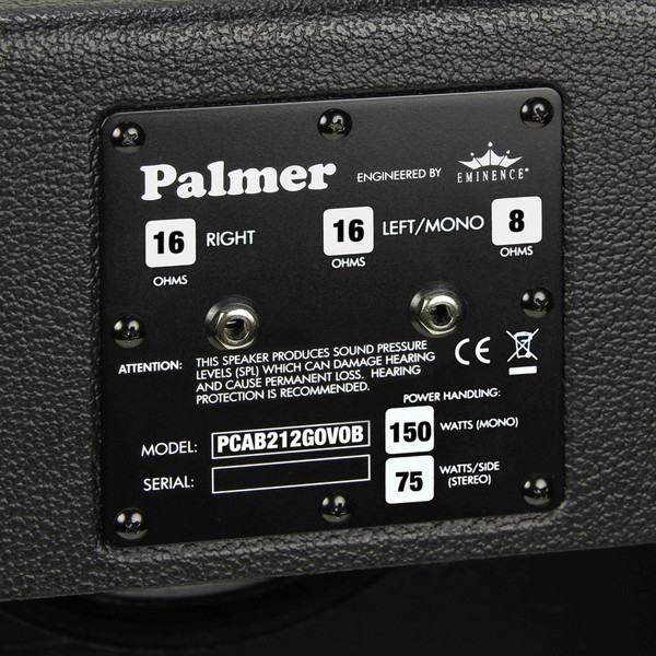 Palmer 2 x 12" Eminence Governor Speaker Cabinet, Open Back