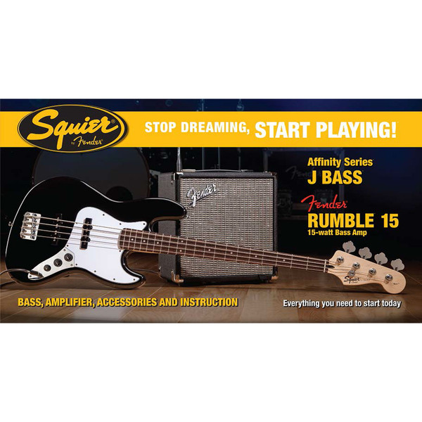 Squier Stop Dreaming, Start Playing Affinity Jazz Bass Pack, Black