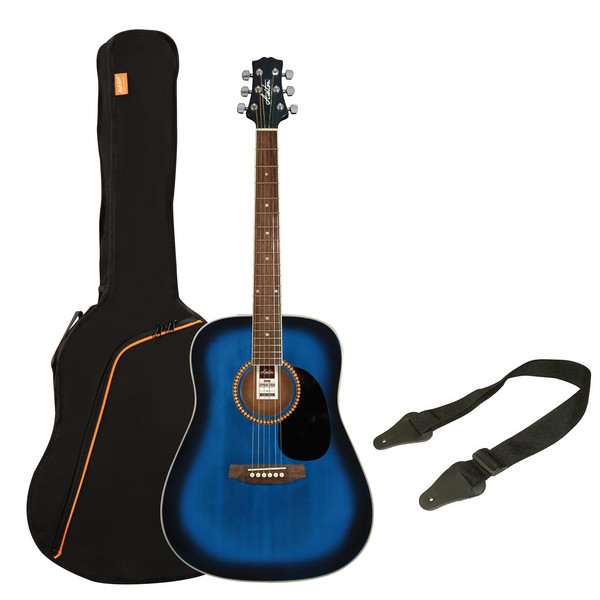 Ashton SPD25 Acoustic Guitar Starter Pack, Transparent Blue Burst