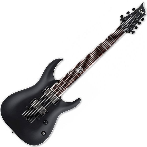 ESP LTD AJ-7 Andy James 7 String Electric Guitar, Black Satin