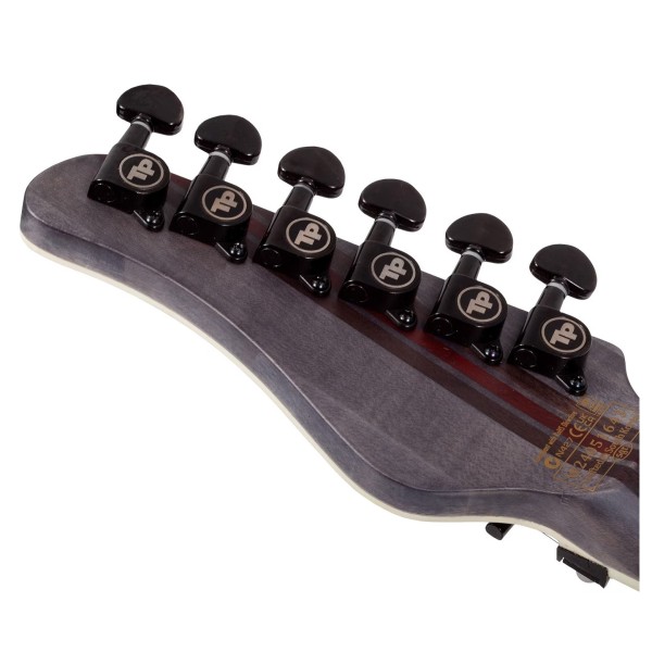 Schecter PT FR-S SLS Elite Evil Twin, Satin Black - back of headstock