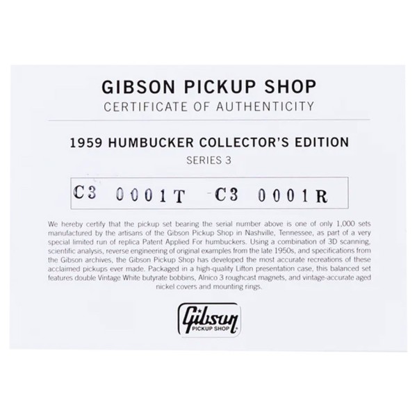 Gibson 1959 Humbucker Collectors Series 3, Double Vintage White with Aged Nickel Covers - Custom Shop COA