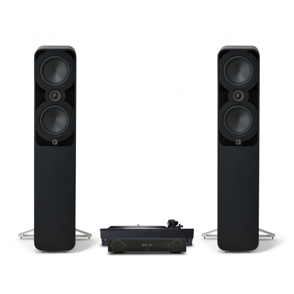 Technics SL-1500C Turntable, Arcam A5+ Amplifier & Q Acoustics 5050 Floorstanding Speakers, Black